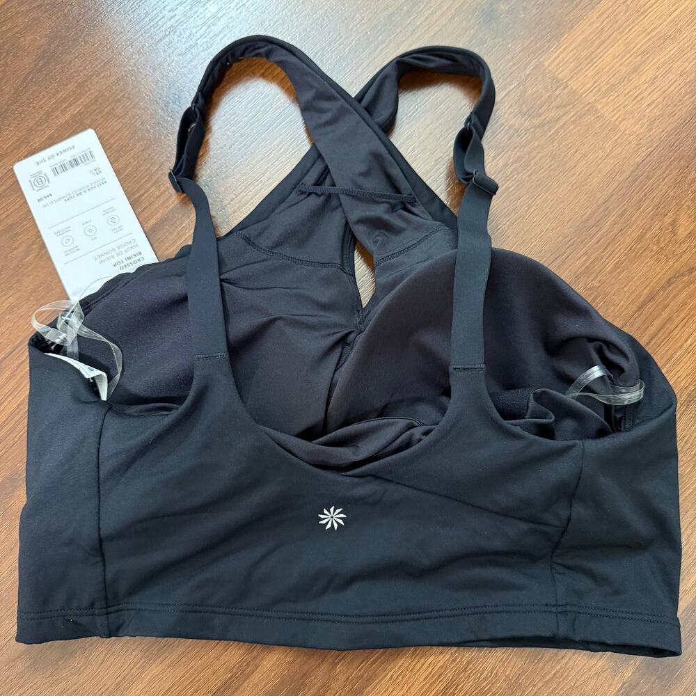 Athleta NWT Crossed Bikini Top Black Sz L Casual Swim Resort Vacation - Picture 6 of 6